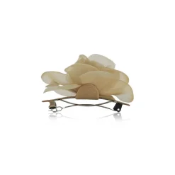 Barrette avec fleur beige en tulle