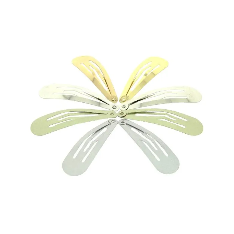 Barrette clic clac doré et argenté x8