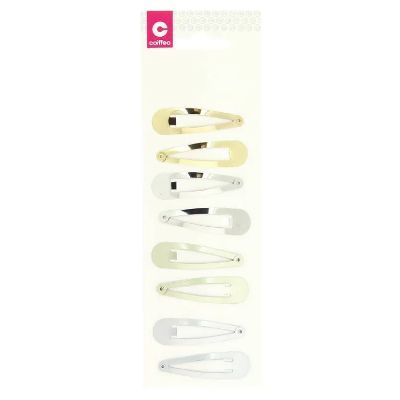Barrette clic clac doré et argenté x8