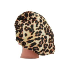 Bonnet de Nuit Satin Léopard Beige