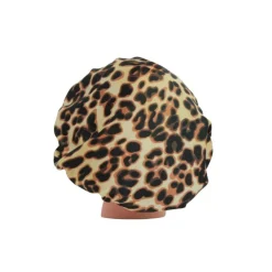 Bonnet de Nuit Satin Léopard Beige