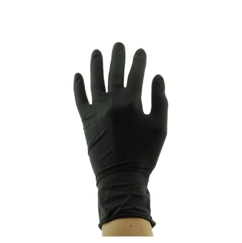 Boîte de 20 gants en latex non poudré jetables noirs - Taille M