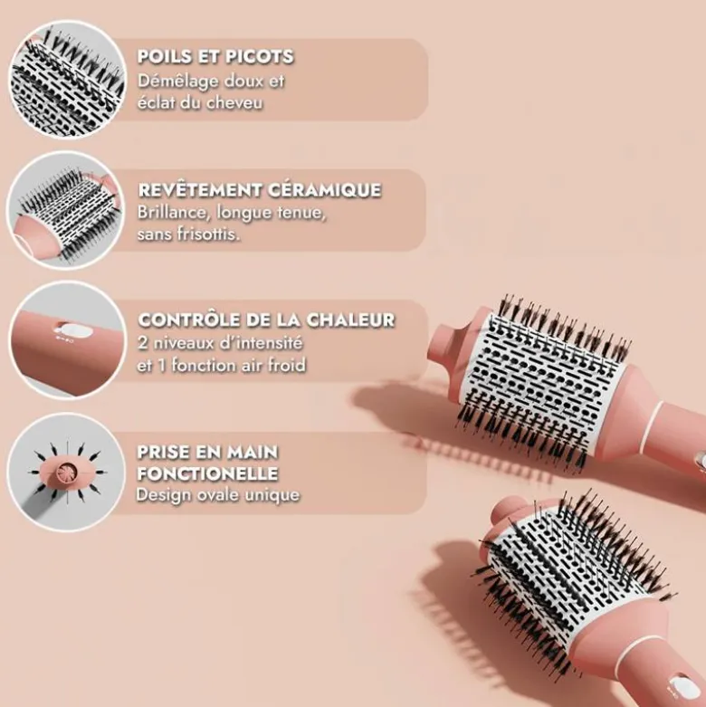 Brosse soufflante Hollywood Hair Brush – brushing glamour, volume, finition lisse