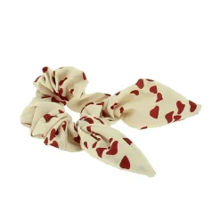 Chouchou beige imprimé cœur