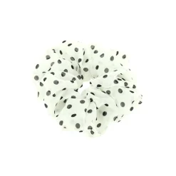 Chouchou blanc à pois noirs