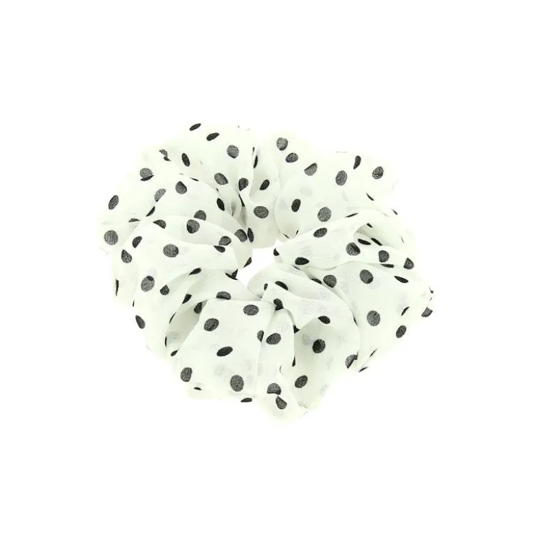 Chouchou blanc à pois noirs