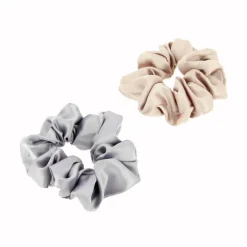 Chouchou effet satin rose et violet x2