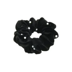Chouchou velours noir et perle