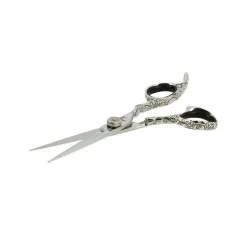 Ciseaux de coupe offset Argent motifs fleurs 5.5