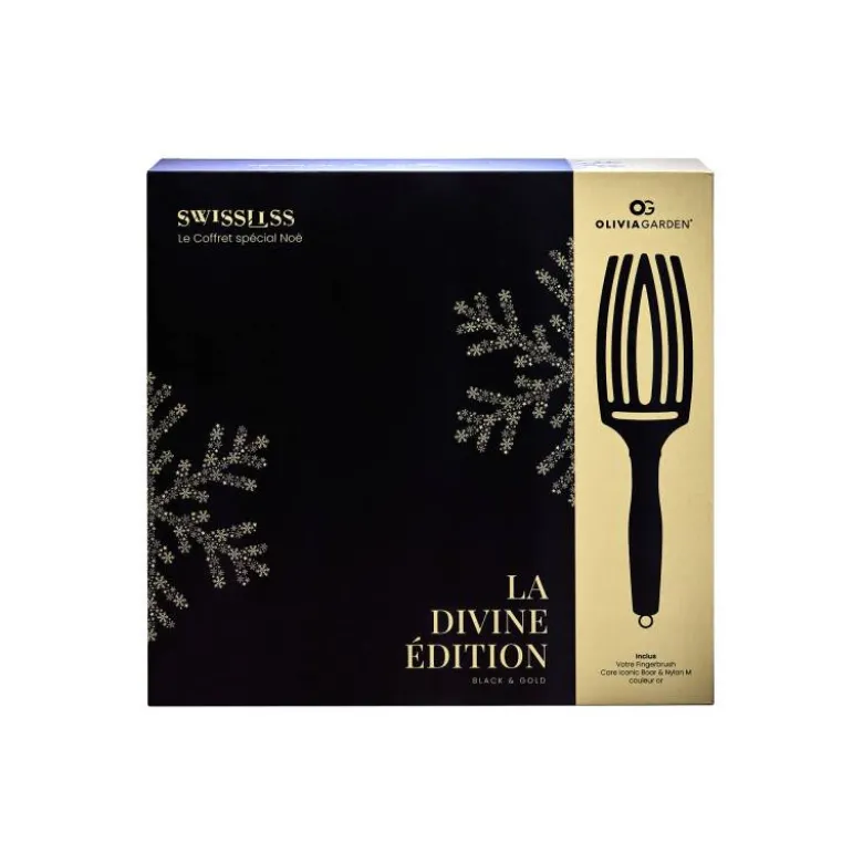 Coffret sèche-cheveux Divine Édition + brosse Fingerbrush Noir & Or