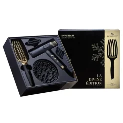 Coffret sèche-cheveux Divine Édition + brosse Fingerbrush Noir & Or