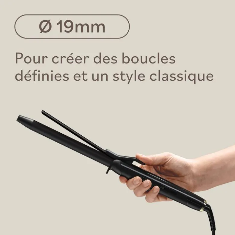 Fer à boucler à pince 19mm – Boucles définies et élégantes