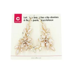 Lot de 2 barrettes dorées à fleurs