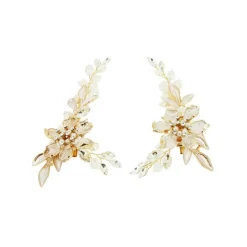 Lot de 2 barrettes dorées à fleurs
