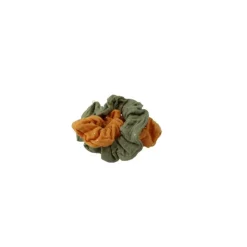 Lot de 2 chouchous en gaze de coton - Kaki et Moutarde
