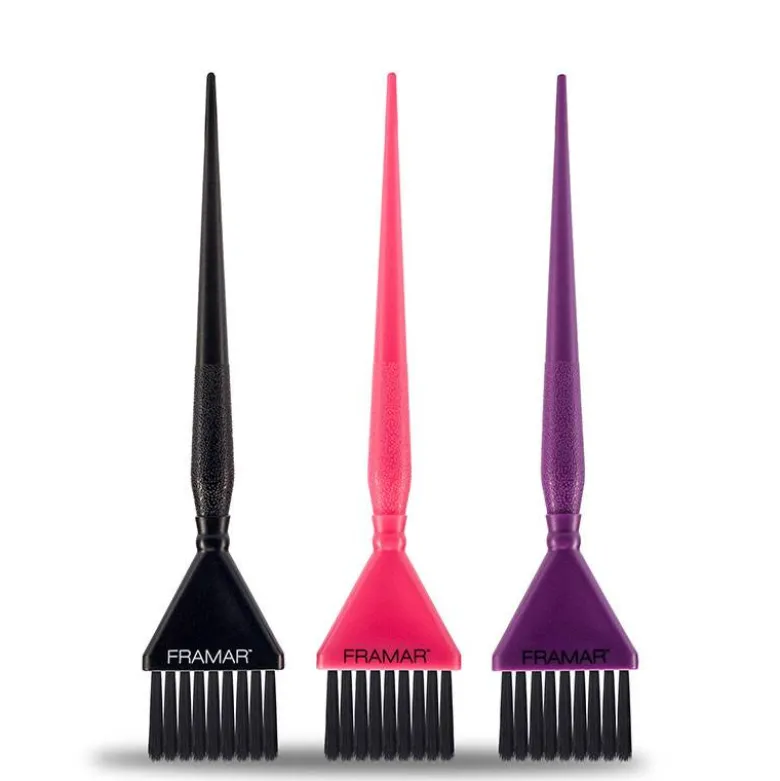 Lot de 3 pinceaux de coloration Noir Violet & Rose