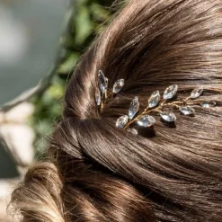 Lot de 3 épingles à chignon dorées avec cristaux