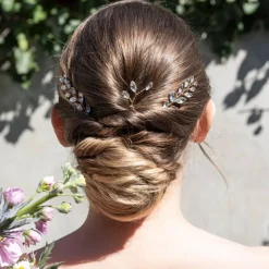 Lot de 3 épingles à chignon dorées avec cristaux