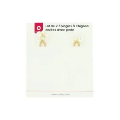 Lot de 2 épingles à chignon dorées avec perles