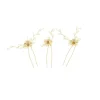 Lot de 3 épingles à chignon fleurs dorées et perles