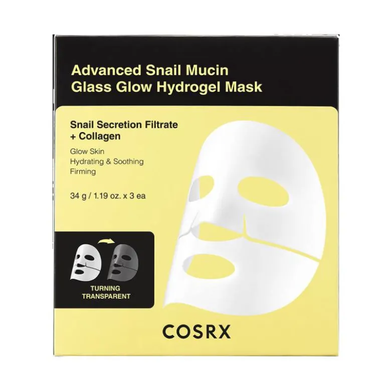 3 Masques hydrogel Advanced Snail Mucin Glass Glow – hydratation, éclat / 34g