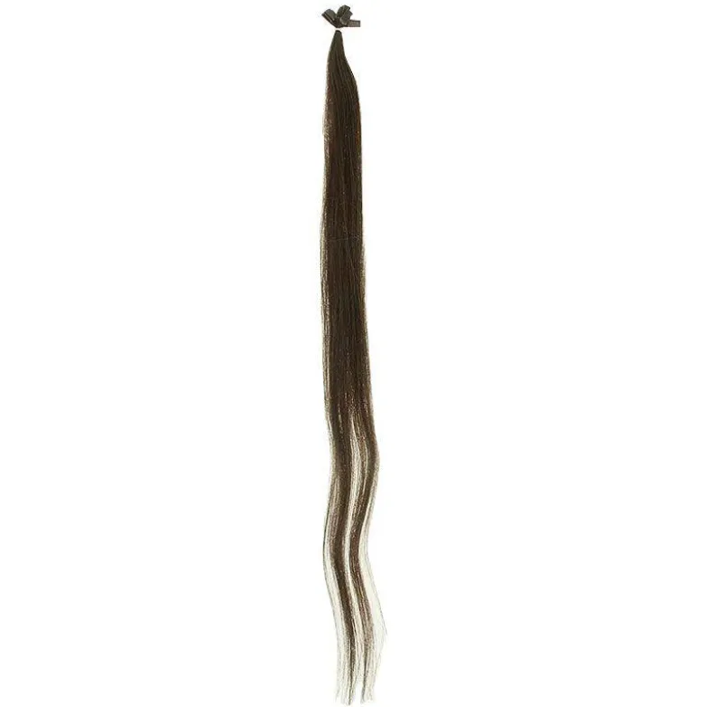 Mèches extensions naturelles Chatain clair rouge irisé x10