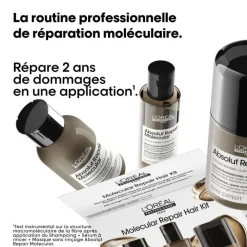 Mini kit trio découverte Absolut Repair Molecular (shampoing + sérum + masque) / 225ml