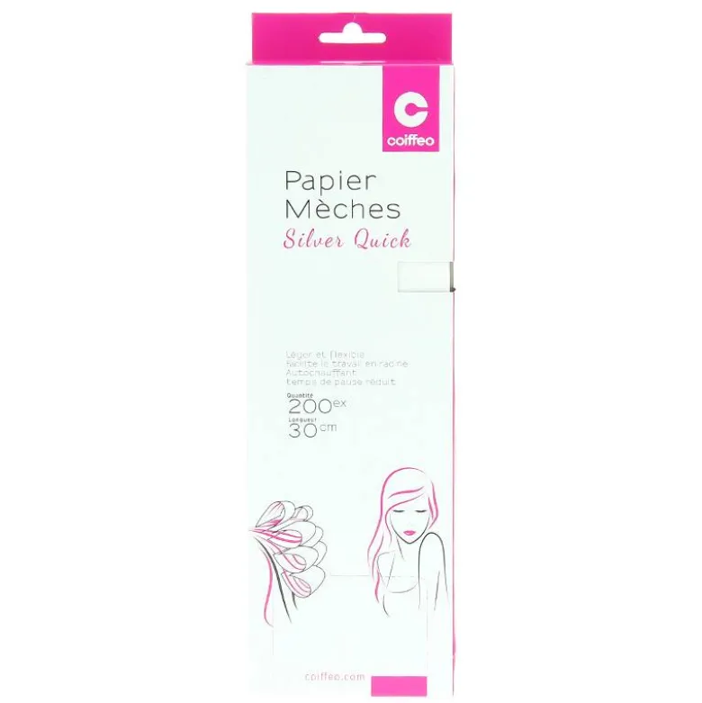 Papier mèches auto-chauffant 30x9.5cm Silver Quick x200
