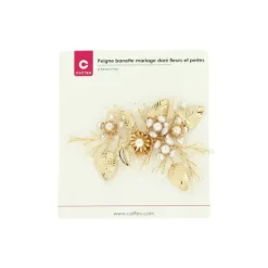 Peigne barrette mariage doré à fleurs et perles