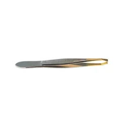 Pince à épiler chromée bi-colore mors crabe / 8g