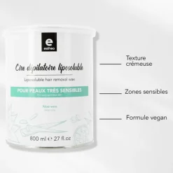 Pot de cire dépilatoire liposoluble Aloe Vera / 800ml