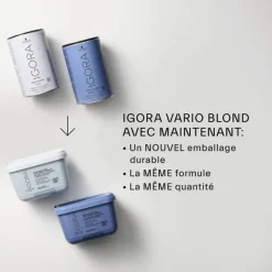 Poudre éclaircissante compacte bleue 7 tons Igora Vario Blond Plus / 450g