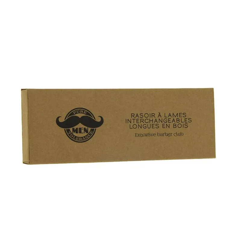 Rasoir à lame interchangeable en bois Marron + 10 lames double edge longues