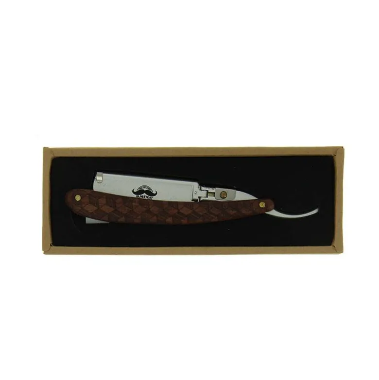 Rasoir à lame interchangeable en bois Marron + 10 lames double edge longues