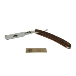 Rasoir à lame interchangeable en bois Marron + 10 lames double edge longues