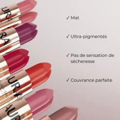 Rouge à lèvres mat AURA recharge – rouge vibrant et fini velouté