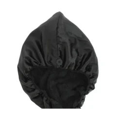 Serviette réversible cheveux microfibre et satin Noire
