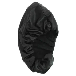 Serviette réversible cheveux microfibre et satin Noire