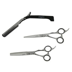 Set ciseaux semi-offset droit et effileur + rasoir 5.5