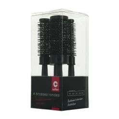 Set de 4 brosses rondes brushing Noir