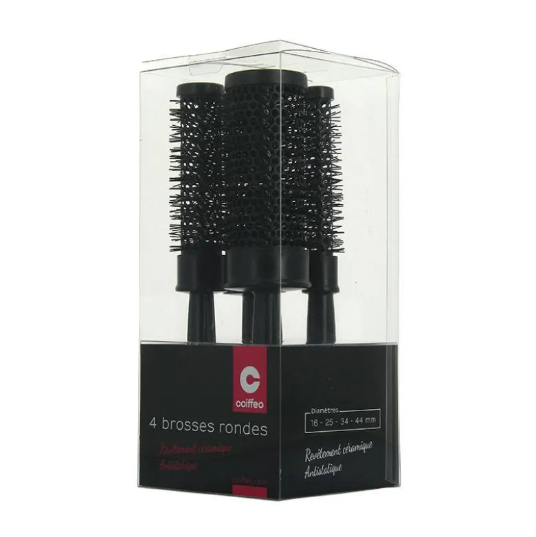Set de 4 brosses rondes brushing Noir