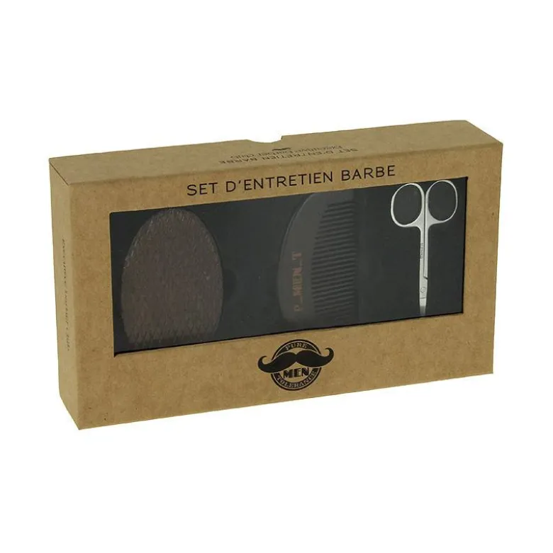 Set d'entretien barbe (ciseaux + peigne + brosse)