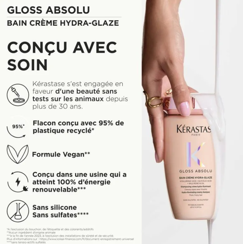 Shampoing crème Gloss Absolu – brillance, hydratation, anti-frisottis / 250ml