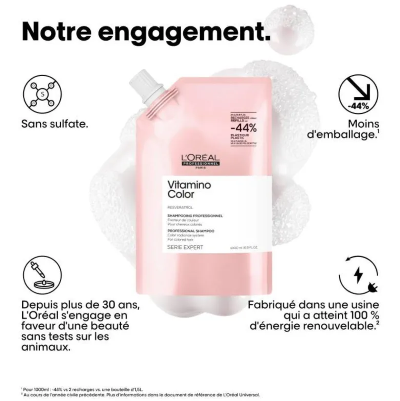 Shampooing professionnel Vitamino Color – fixation couleur et éclat / 1000ml