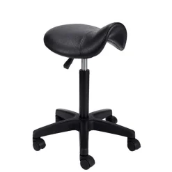 Tabouret de coupe noir Pégase avec assise selle ergonomique