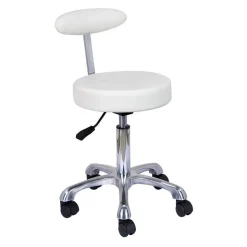 Tabouret à roulettes avec dossier Blanc