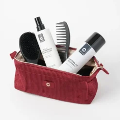 Trousse de make-up en velours côtelé Rouge