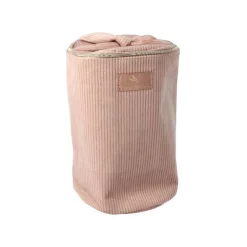 Trousse ronde en velours côtelé Rose