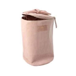 Trousse ronde en velours côtelé Rose