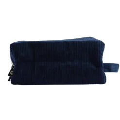 Trousse velours côtelé rectangulaire avec poignée Bleue